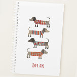 Dachshund Wiener Sausage Dog Personalised Planner<br><div class="desc">Whether you call them Sausage Dogs,  Wiener Dogs,  Dachshunds or Doxies,  these loveable little pups are sure to raise a smile.  And they are wearing woolly knitwear too!
Customise by changing or removing the name.</div>