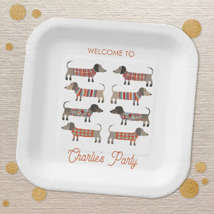 Dachshund Wiener Sausage Dog Personalized Paper Plate
