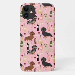 Dachshund wine pattern pink Case-Mate iPhone case