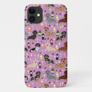 Dachshund wine purple pattern Case-Mate iPhone case