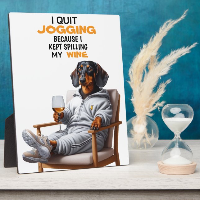Dachshund Wine Tabletop Plaque with Easel (Side)