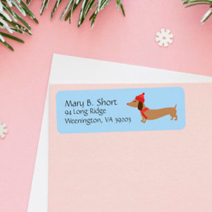 Dachshund Winter Holiday Return Address Labels