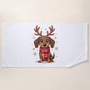 Dachshund Winter Joy Beach Towel