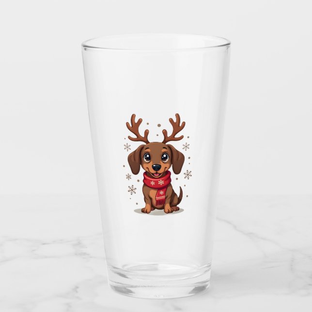 Dachshund Winter Joy Glass (Front)