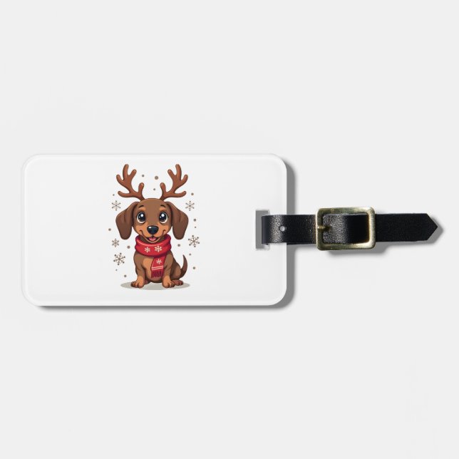 Dachshund Winter Joy Luggage Tag (Front Horizontal)