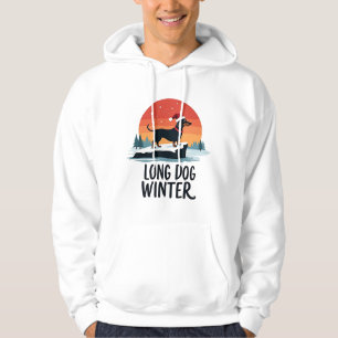 Dachshund Winter Sunset Design with Long Dog Hoodie