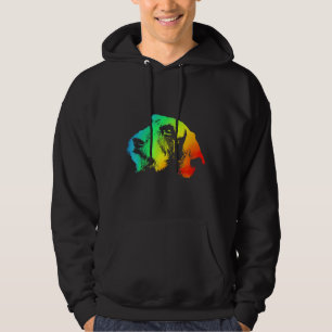 Dachshund Wire Hair Colourful Rainbow Retro  Hoodie