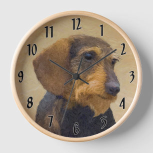 Dachshund (Wirehaired) Painting Original Dog Art Clock