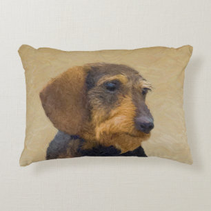 Dachshund (Wirehaired) Painting Original Dog Art Decorative Cushion