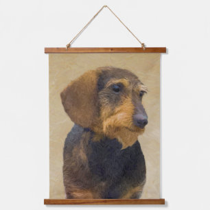 Dachshund (Wirehaired) Painting Original Dog Art Hanging Tapestry