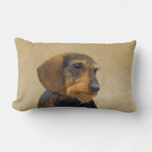 Dachshund (Wirehaired) Painting Original Dog Art Lumbar Cushion