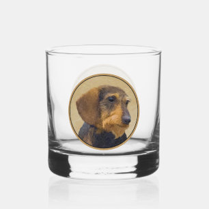 Dachshund (Wirehaired) Painting Original Dog Art Whiskey Glass