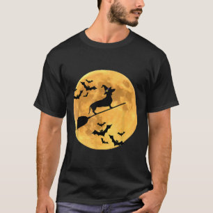 Dachshund Witch Dog Halloween Moon Broomstick Broo T-Shirt