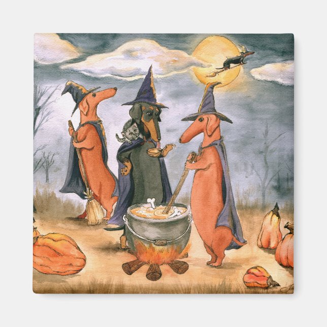 Dachshund Witches Magnet (Front)