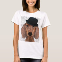 Dachshund with Black Bowler Hat