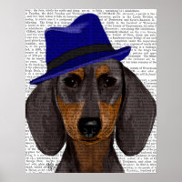 Dachshund With Blue Trilby