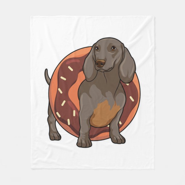 Dachshund with Donut Fleece Blanket (Front)