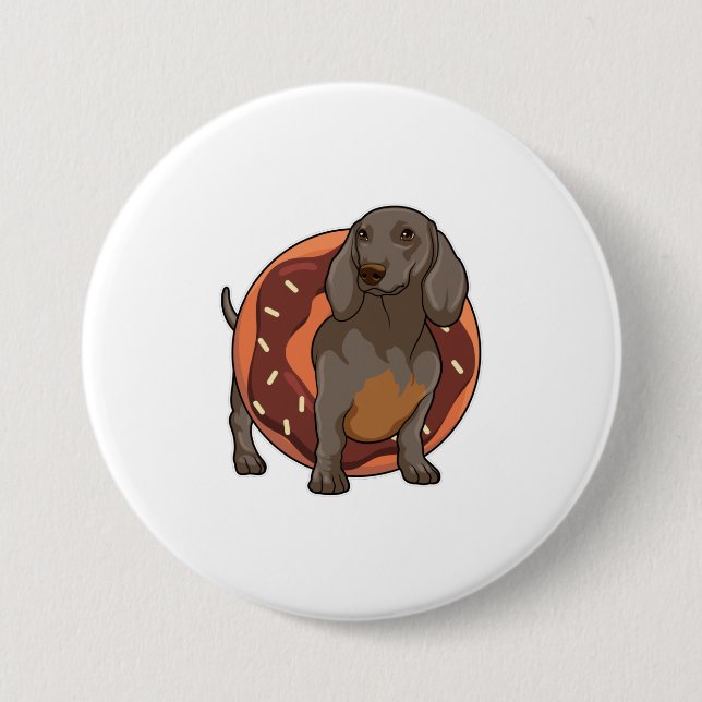 Dachshund with Doughnut 7.5 Cm Round Badge (Front)