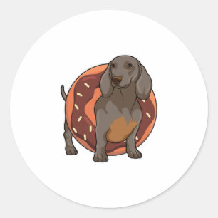 Dachshund with Doughnut Classic Round Sticker