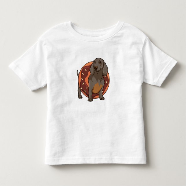 Dachshund with Doughnut Toddler T-Shirt (Front)