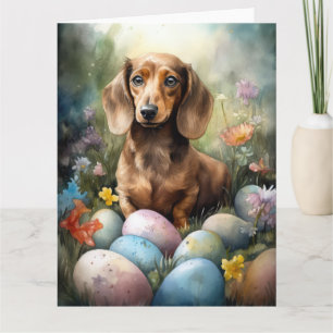 Dachshund with Easter Eggs Card