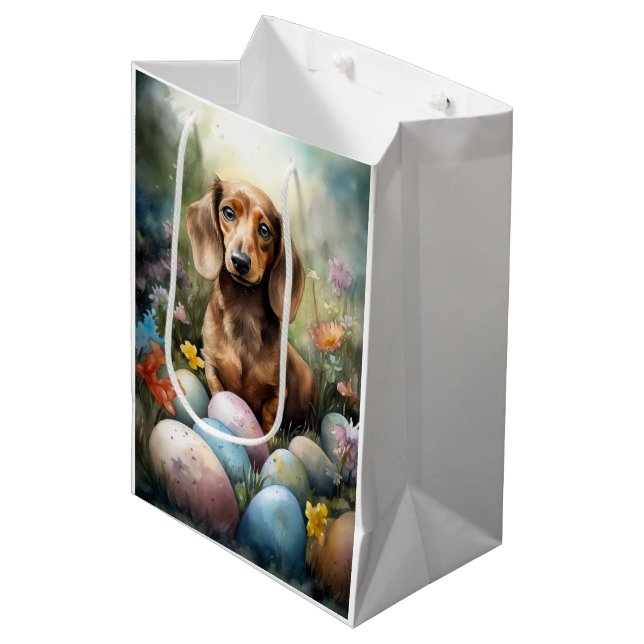 Dachshund with Easter Eggs Medium Gift Bag (Front Angled)