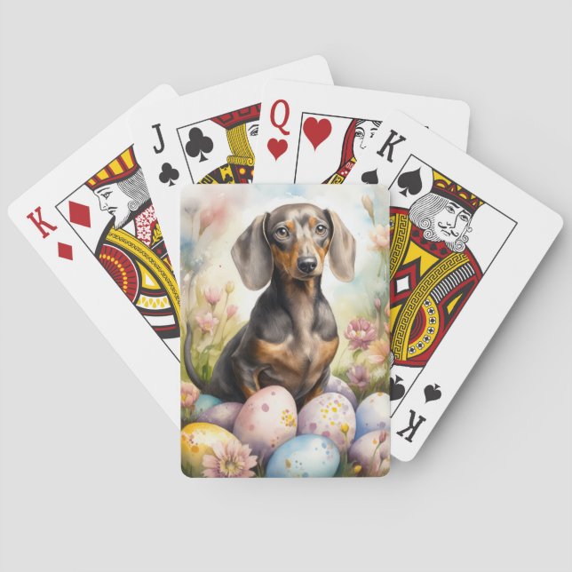 Dachshund with Easter Eggs Playing Cards (Back)