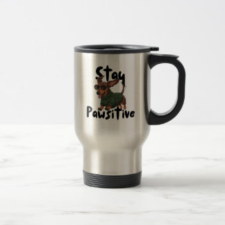 Dachshund with glasses Mug, Stay Pawsitive Travel Mug