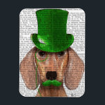Dachshund With Green Top Hat and Moustache Magnet<br><div class="desc">Pets</div>