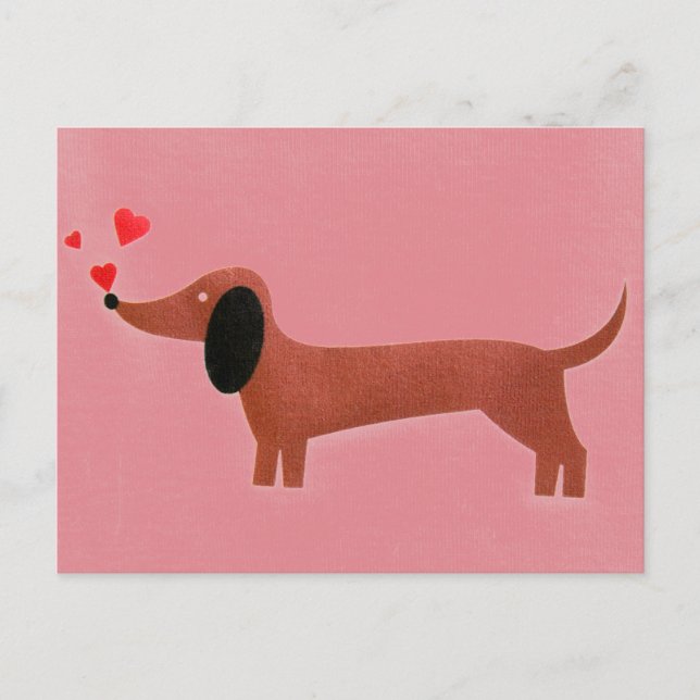 Dachshund with little red hearts postcard (Front)