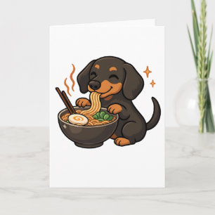 Dachshund with Noodles Ramen Kawaii Dog Card