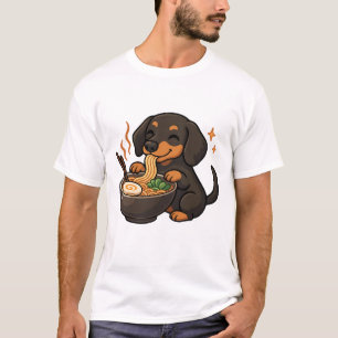 Dachshund with Noodles Ramen Kawaii Dog T-Shirt