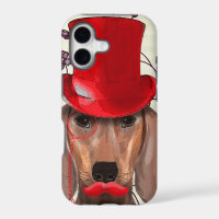Dachshund With Red Top Hat