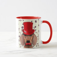 Dachshund With Red Top Hat