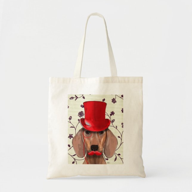 Dachshund With Red Top Hat Tote Bag (Front)