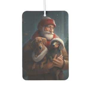 Dachshund With Santa Claus Festive Christmas Car Air Freshener