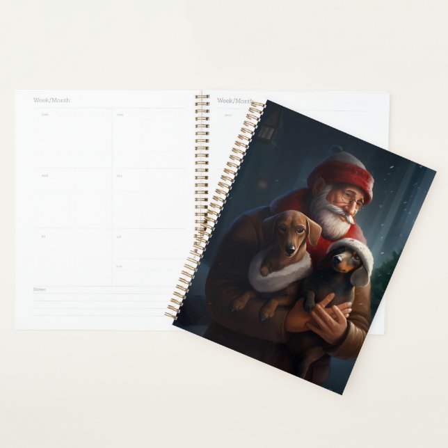 Dachshund With Santa Claus Festive Christmas Planner (Display)
