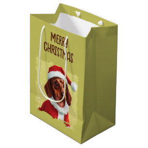 Dachshund With Santa Claus Outfit - Christmas 1 Medium Gift Bag