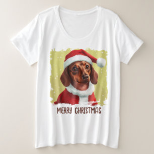 Dachshund With Santa Claus Outfit - Christmas 1 Plus Size T-Shirt