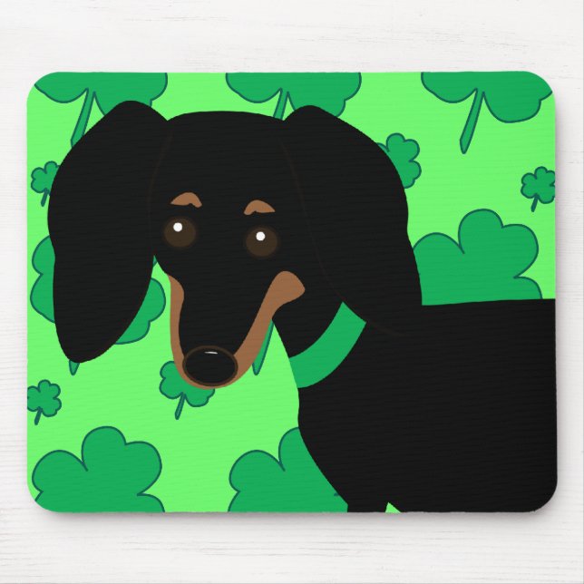 Dachshund with Shamrocks Mouse Pad (Front)