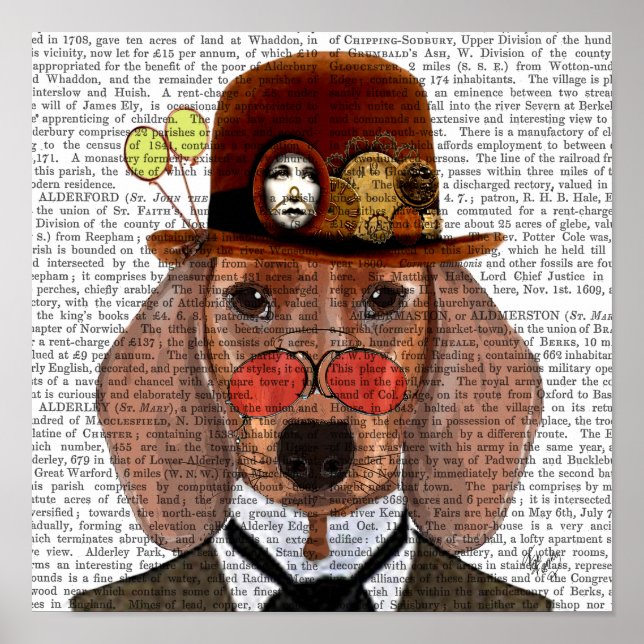 Dachshund with Steampunk Bowler Hat Poster (Front)