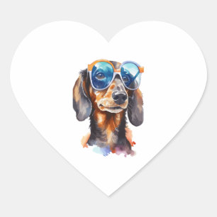 Dachshund with Sunglasses 4 Heart Sticker