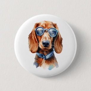 Dachshund with Sunglasses 5 6 Cm Round Badge