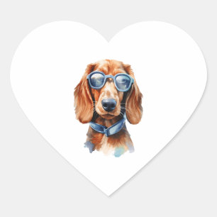 Dachshund with Sunglasses 5 Heart Sticker