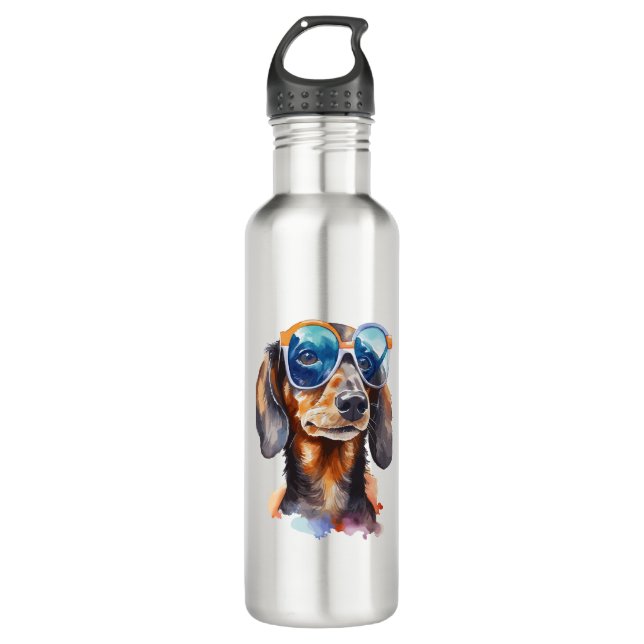 Dachshund with Sunglasses  710 Ml Water Bottle (Front)