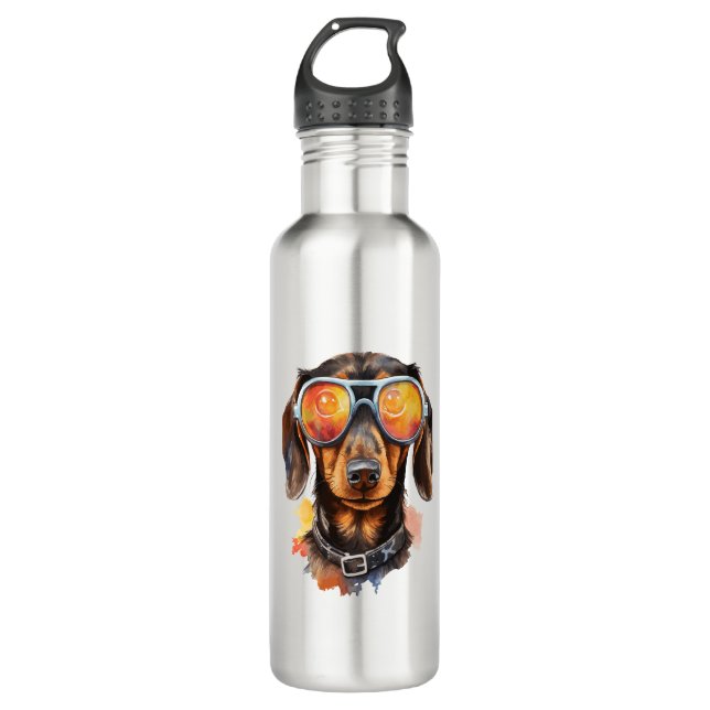 Dachshund with Sunglasses  710 Ml Water Bottle (Front)