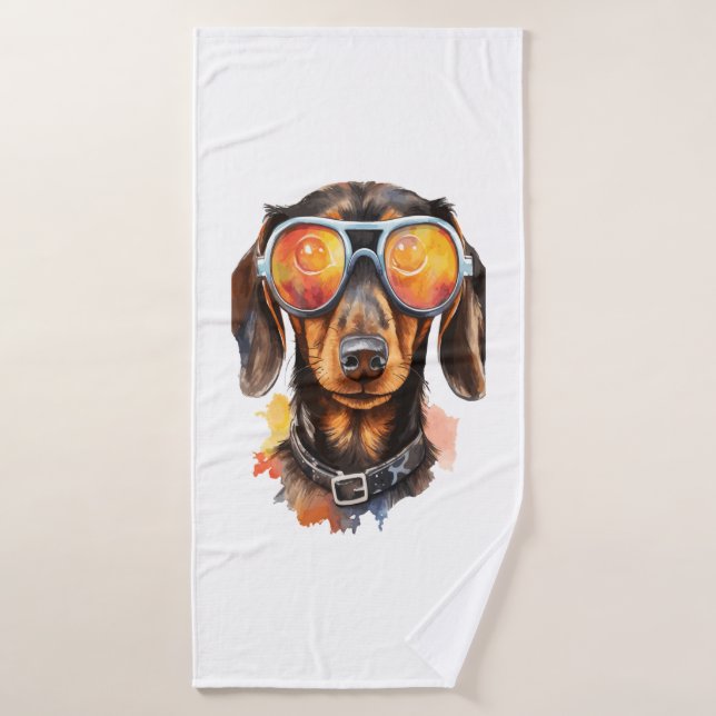 Dachshund with Sunglasses  Bath Towel (Bath Towel)