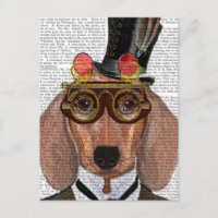 Dachshund with Top Hat and Goggles