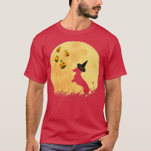 Dachshund With Witch Hat Pumpkin Bat Moon Hallowee T-Shirt