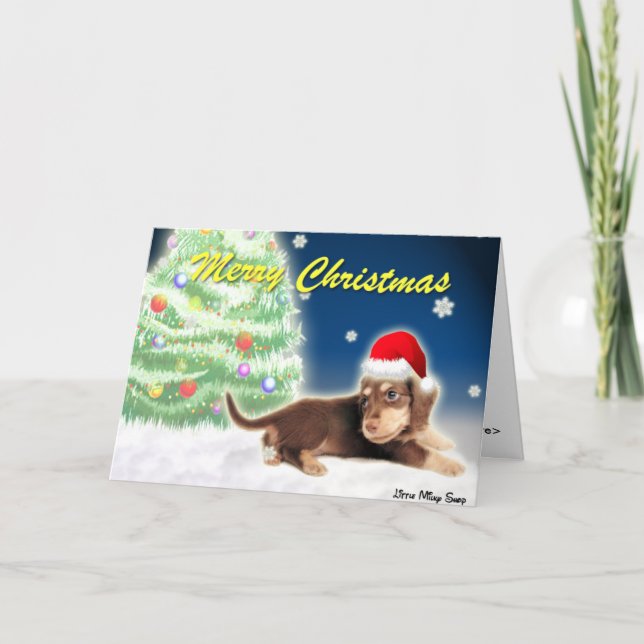 Dachshund Xmas Tree (Customisable) Card (Front)